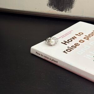 925 Vintage modernist floral bubble ring size 9